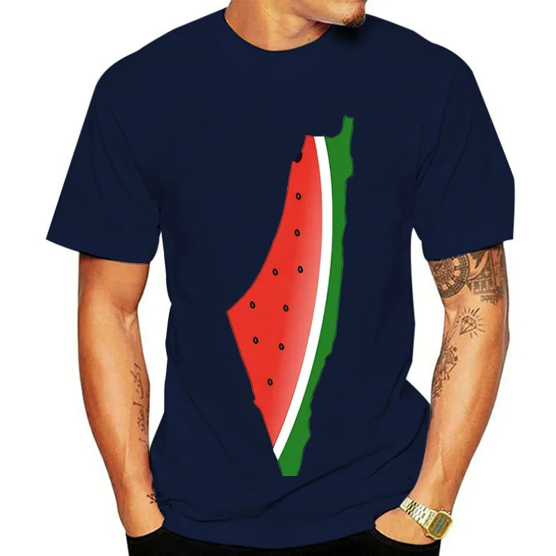 Palestine Watermelon Print T-Shirt, Cotton, Unisex