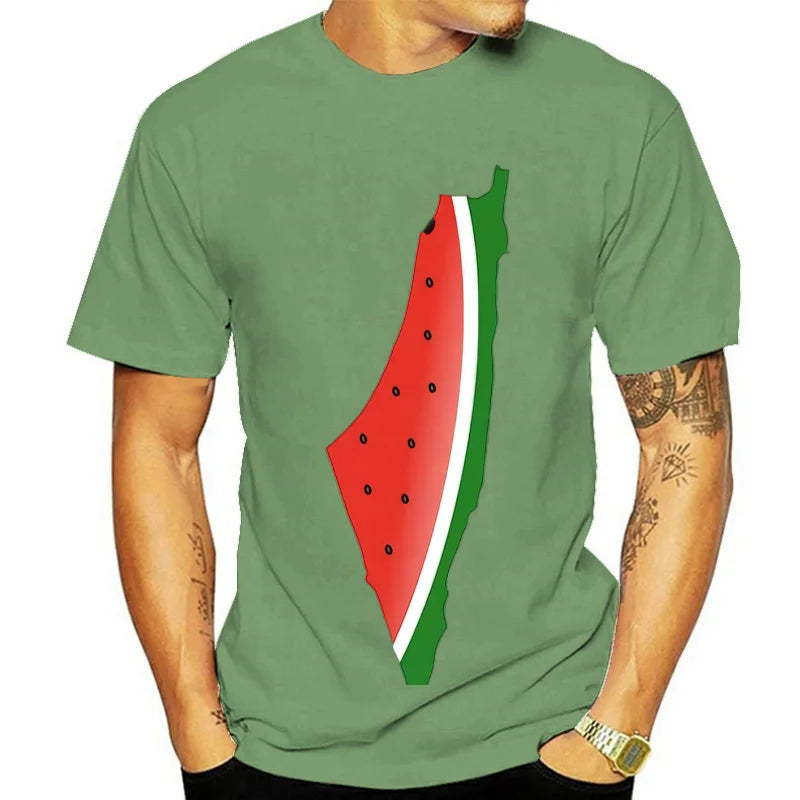 Palestine Watermelon Print T-Shirt, Cotton, Unisex