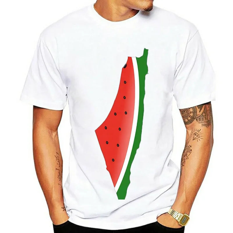 Palestine Watermelon Print T-Shirt, Cotton, Unisex