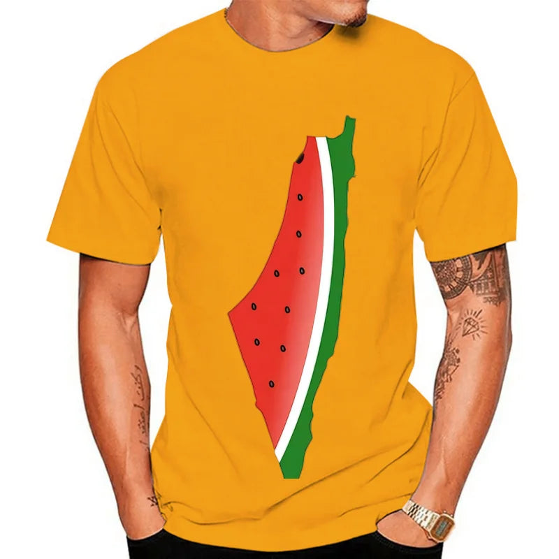 Palestine Watermelon Print T-Shirt, Cotton, Unisex