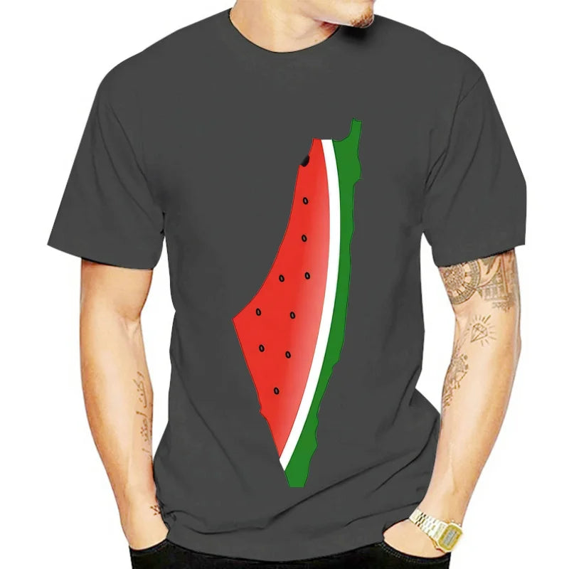 Palestine Watermelon Print T-Shirt, Cotton, Unisex