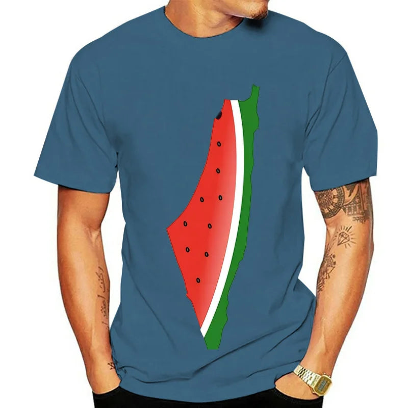 Palestine Watermelon Print T-Shirt, Cotton, Unisex