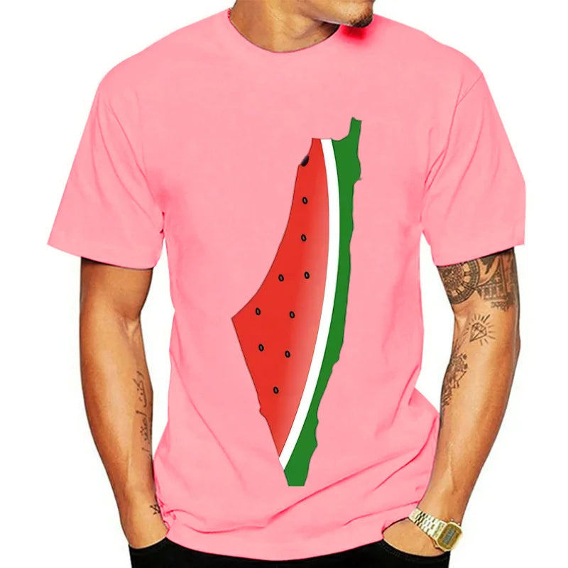 Palestine Watermelon Print T-Shirt, Cotton, Unisex