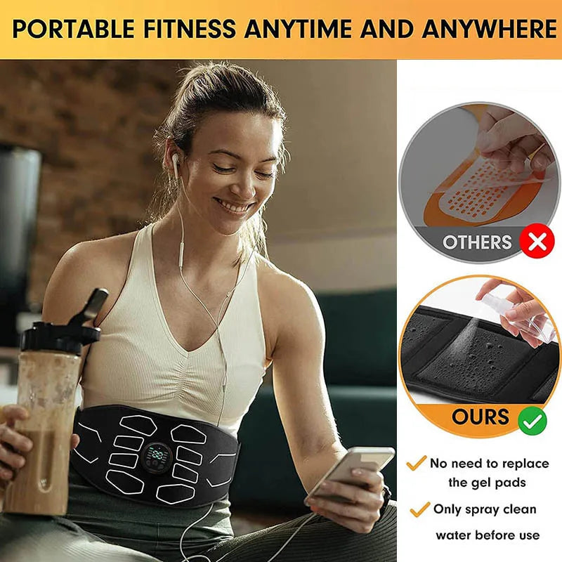 Electronic Abs Muscle Stimulator Waist Trimmers Abdominal Toning Belt Fitness Body Slimming Massager Weight Loss Massage