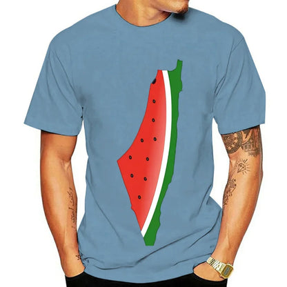 Palestine Watermelon Print T-Shirt, Cotton, Unisex