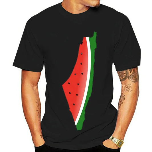 Palestine Watermelon Print T-Shirt, Cotton, Unisex