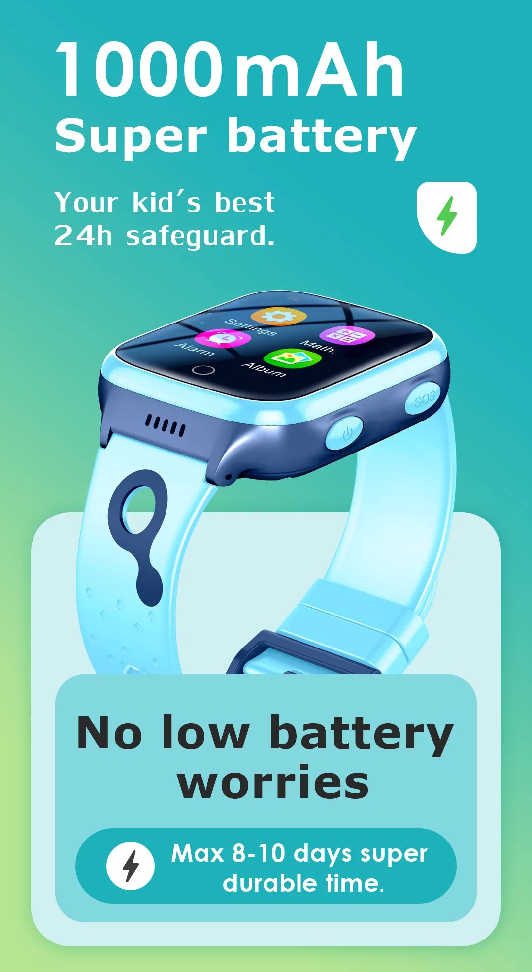 4G Kinder-Smartwatch, IP67, wasserdicht, 1000 mAh, SOS, GPS-Standort, Videoanruf, WLAN, SIM-Karte, Smartwatch für Kinder