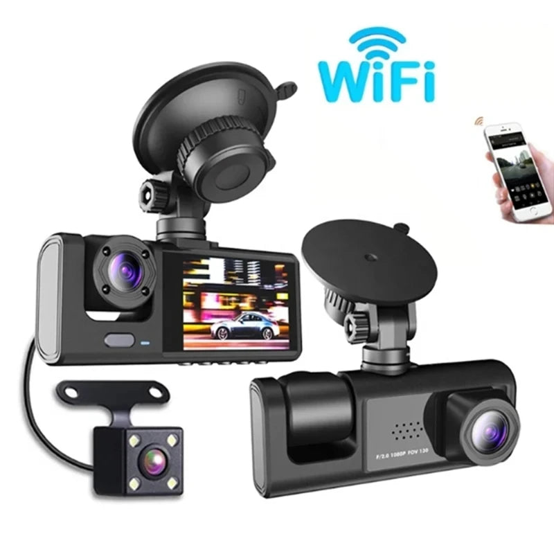 Auto DVR Dash Cam 3 Weg Wifi 3CH HD 1080P 3 Objektiv Fahrzeug Innen Kamera