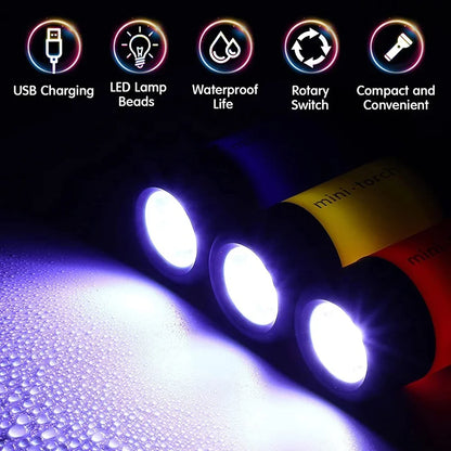 STONEGO Mini Keychain Flashlight USB Charging LED Light Flashlight Waterproof Keychain Light