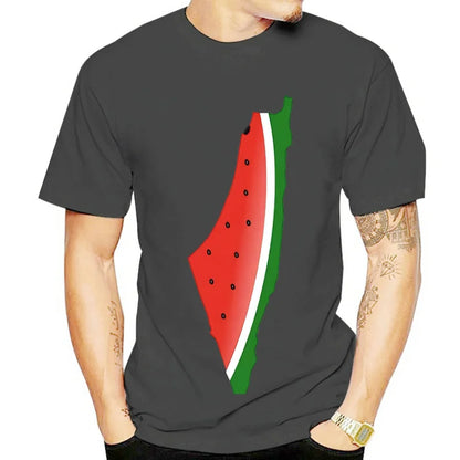 Palestine Watermelon Print T-Shirt, Cotton, Unisex