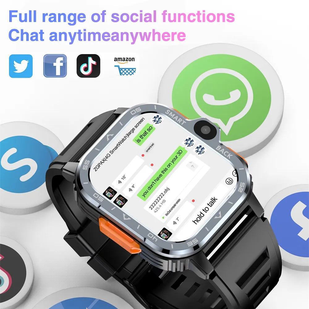 4G Video Call Smart Watch 2.03 Inch 4GB RAM 64GB ROM HD Camera Sim Card Wifi GPS Heart Rate NFC Smartwatch Sports Watch