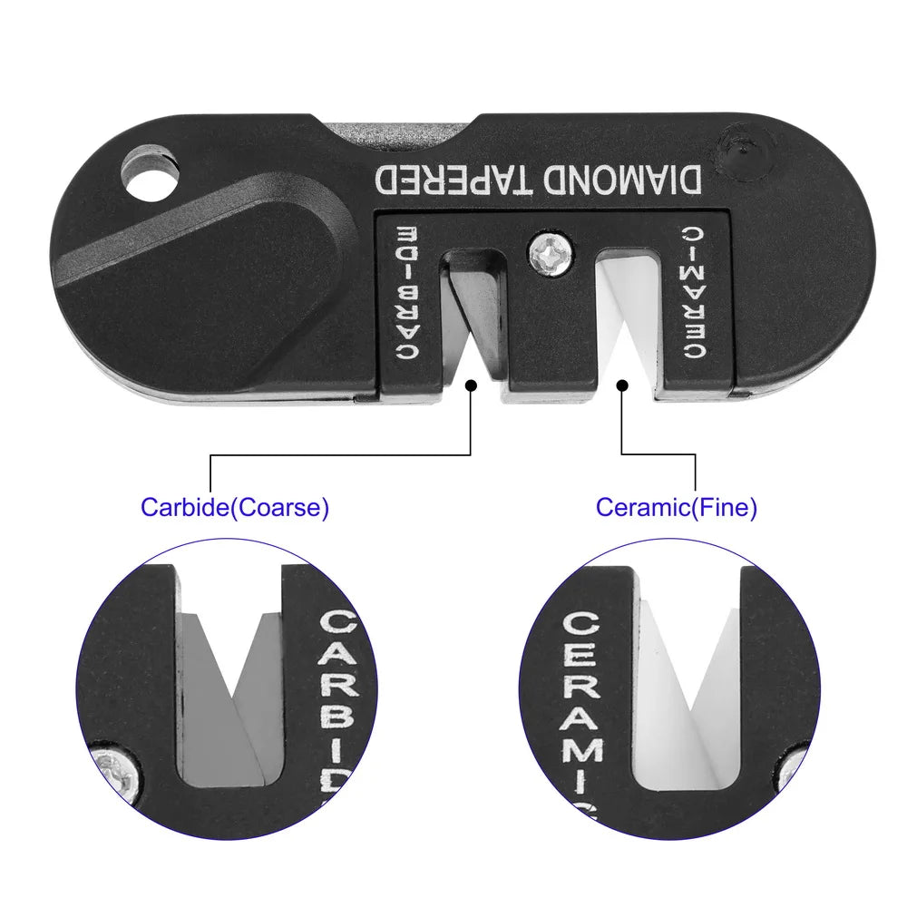 JUANLEIVA Knife Sharpener. Multifunction Folding Sharpener Pocket Keychain Knife Sharpening Tool Survival and Camping 